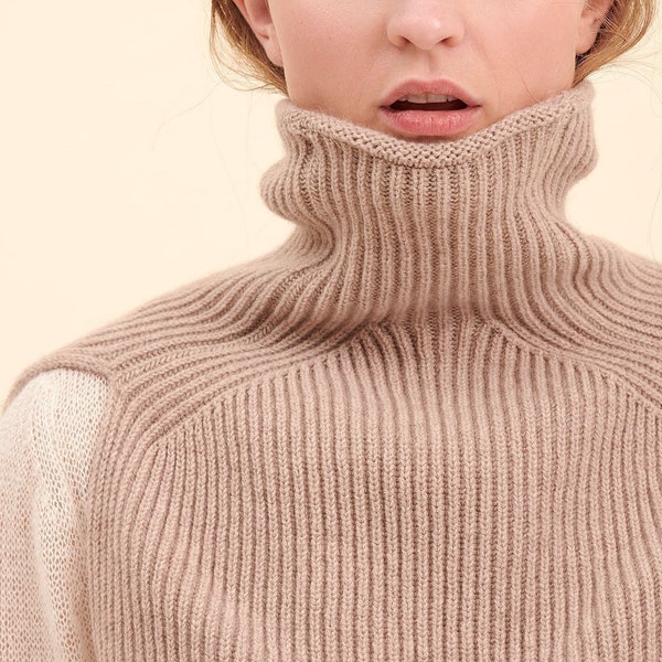 cashmere turtleneck scarf, neckwarmer cashmere, knit cowl turtleneck scarf cashmere, dickey collar cashmere, bib scarf cashmere