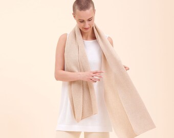 beige cashmere scarf, cashmere shawl, cashmere throw, cashmere wrap, blanket scarf, beige scarf, knitted cashmere scarf, modern cashmere