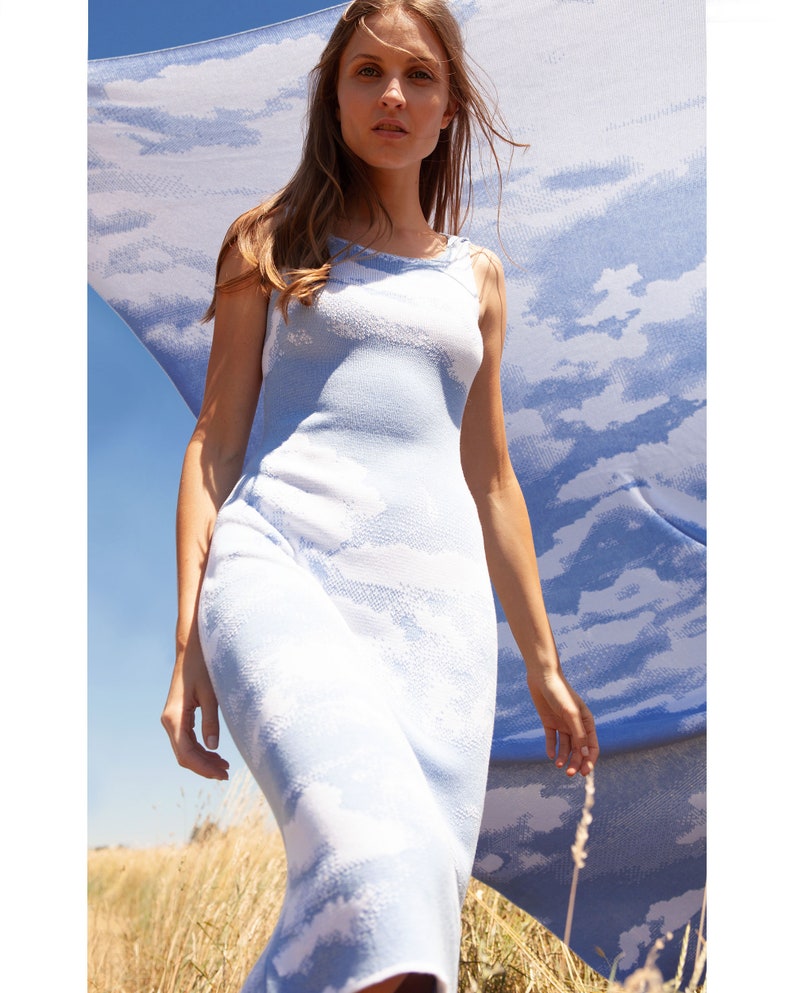 Sky Knit Dress Clouds Knit Dress Light Blue Dress Summer Etsy Australia