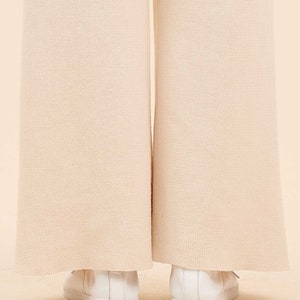 straight knit pants orangic wool cotton, palazzo pants, knitted pants, quality leisure wear, leisure wear, knit pants, elgant comfortable image 4