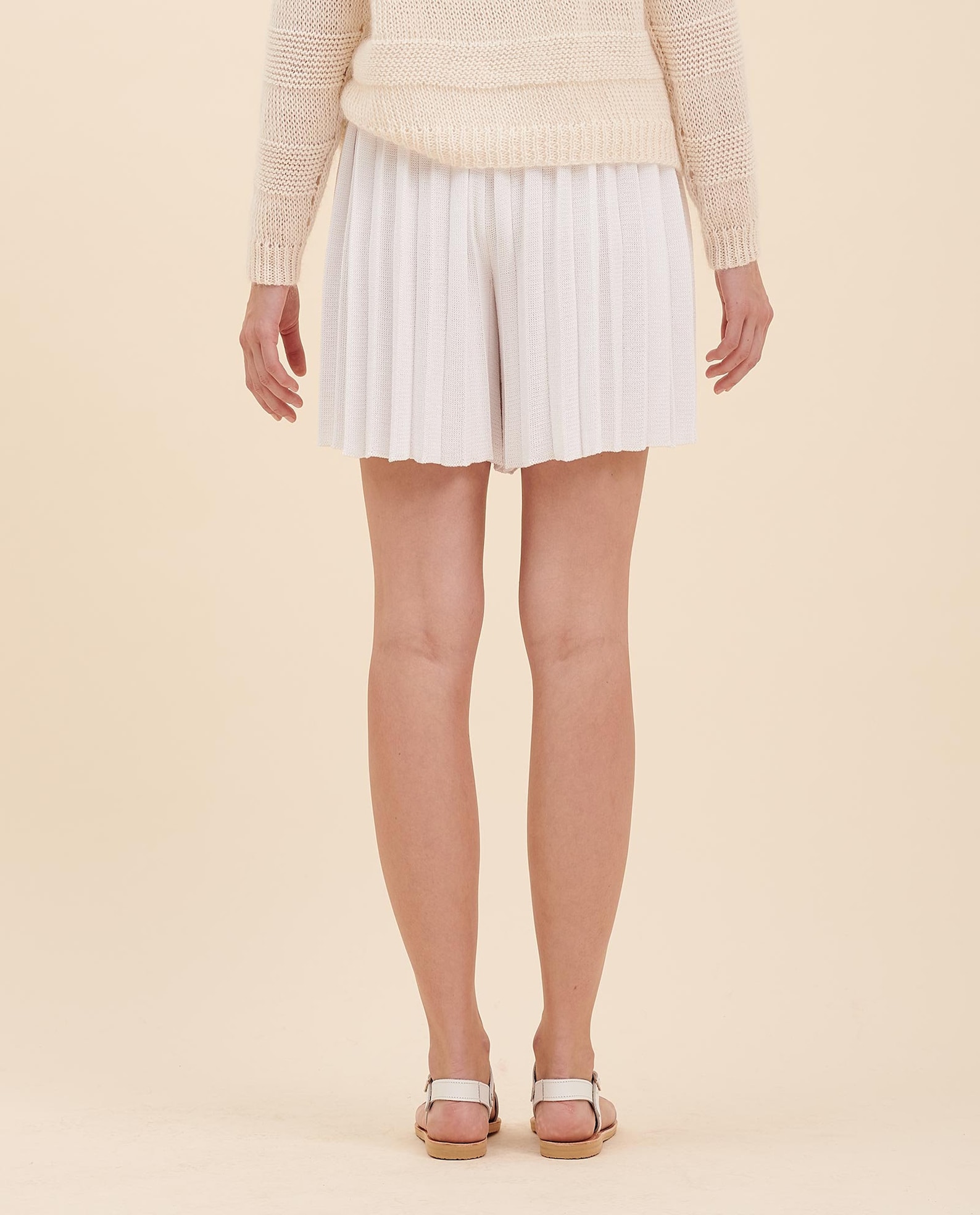 Uptown Chic Pleated Shorts-White
