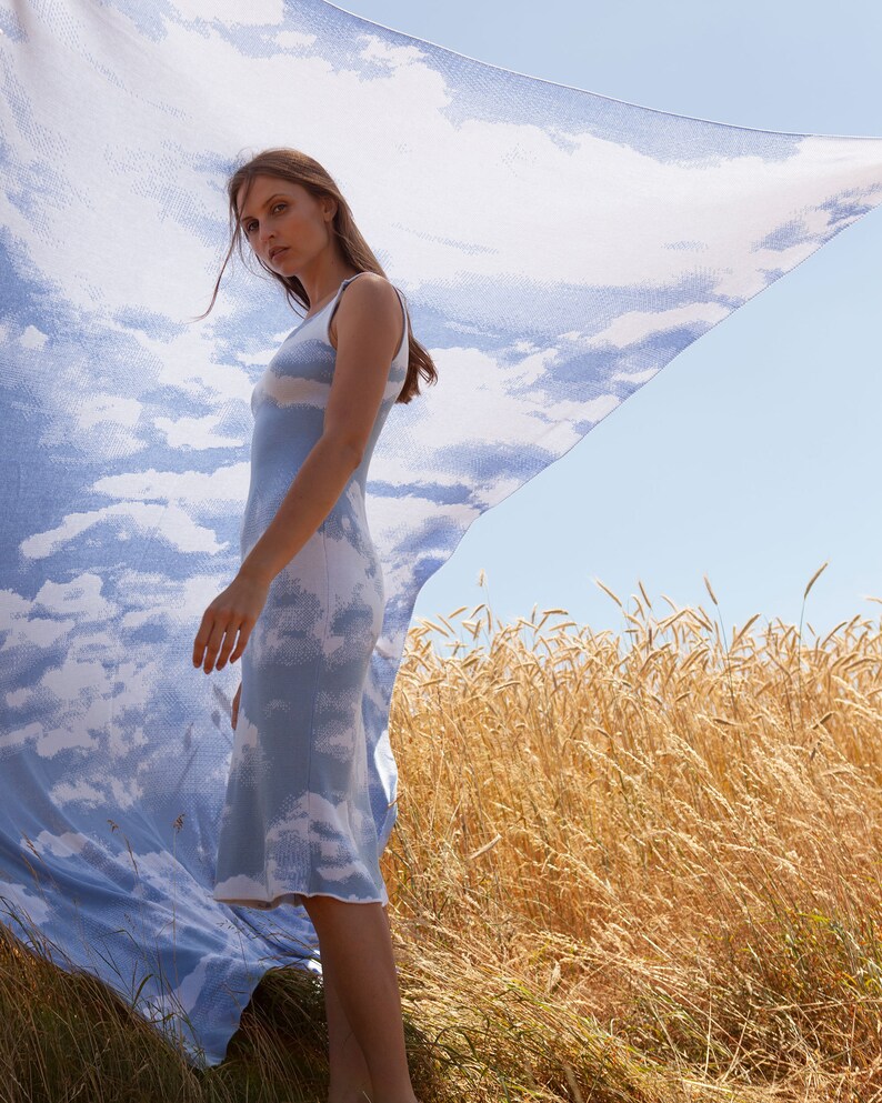 Sky Knit Dress Clouds Knit Dress Light Blue Dress Summer Etsy Australia