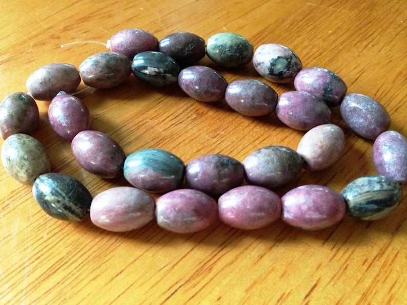 Bead Supplies Size 14x10mm - Oval Barrel Pink /& Gray Rhodonite Jewelry Supplies 12 Pieces Geuine Gemstones R Natural