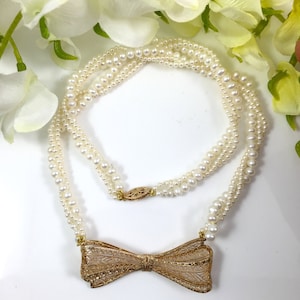 Vintage 10K yellow gold and pearl necklace