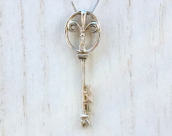 21st Birthday Fleur De Lis Key Necklace 925