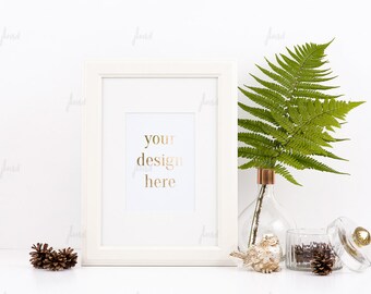 Download Free Styled Stock Photography - White Styled Frame - Print Display - Frame Mockup - 0002 PSD Template