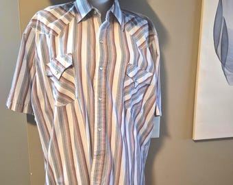 Vintage Ely Cattleman Gestreiftes Western Snap Shirt | Herren XL Americana Cowboy Top
