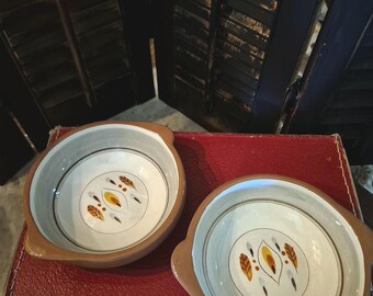 Vintage Stangl Keramik Henkel Suppenschüsseln - Mid Century Bernstein-Glo Paar