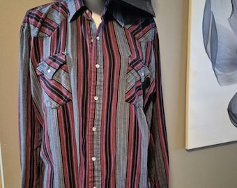 Vintage Ely Cattleman Gestreiftes Western Snap Shirt | Männer XL Cowboyhemd