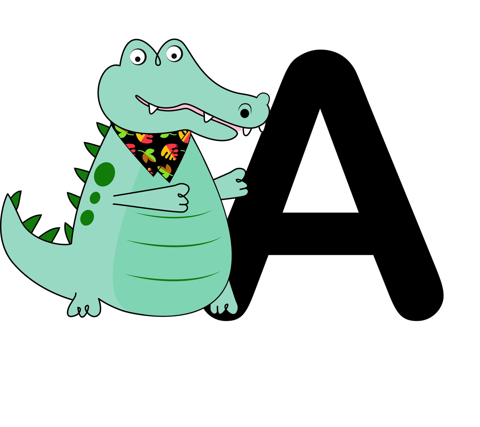 Letter A, alfabet Print Kids Wall Art, kaarten van de flits van het