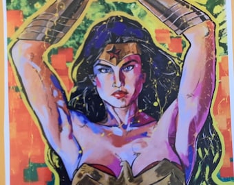 Wonder Woman MEDIUM sticker! Dc Comics, Justice League, wall art, wall decor, painting, colorful, pop art, comics, decal, girl power, jay