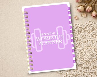 Planificador de entrenamiento mensual en PDF, diario de seguimiento de actividad física, calendario de ejercicios actualizado, descarga digital imprimible.
