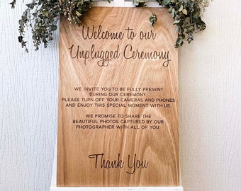 Unplugged Ceremony Sign - Wedding Sign – Timber Wedding Sign - Timber Welcome Sign