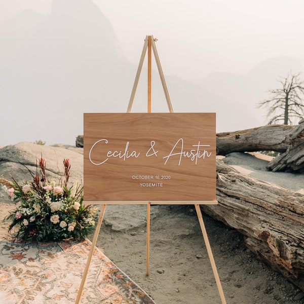 Rustic Timber Wedding Welcome Sign with Acrylic Lettering - Sustainably Sourced FSC Timber