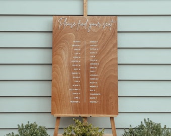 Rustic Timber Wedding Seating Chart with Acrylic Lettering - Sustainably Sourced FSC Timber