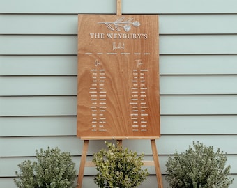 Rustic Timber Wooden Wedding Seating Chart with Acrylic Lettering - Sustainably Sourced FSC Timber