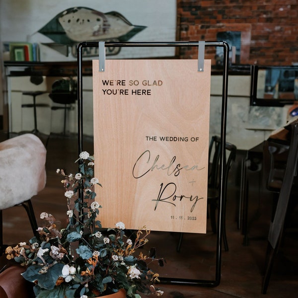 Rustic Timber Wedding Welcome Sign with Acrylic Lettering - Sustainably Sourced FSC Timber