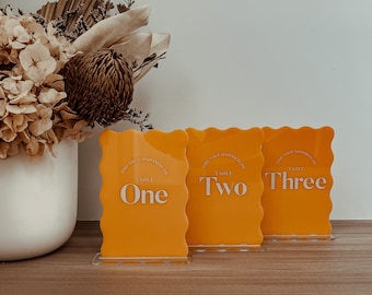 Wave Table Numbers | Scallop Table Numbers | Acrylic Table Numbers | Table Number Wedding