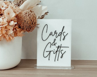 Acrylic Wedding Cards and Gift Sign - Custom Engagement Decor - Elegant Personalized Acrylic Signs