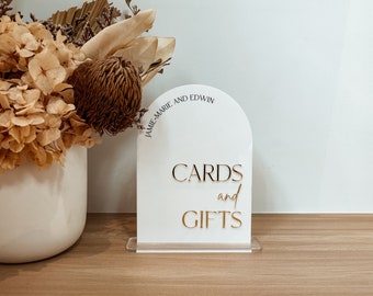 Modern Acrylic 'Cards and Gifts' Sign for Weddings and Events - UV Printed - Customizable Wedding Signage - Reception Decor