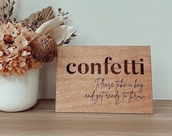 Rustic Timber Laser Etched Confetti Sign - Perfect for Weddings & Special Events