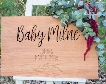 Babyshower – Baby shower Sign – Custom Welcome Sign – Baby Announcement Sign – Babyshower gift - Personalised Wooden Sign - Rustic Sign