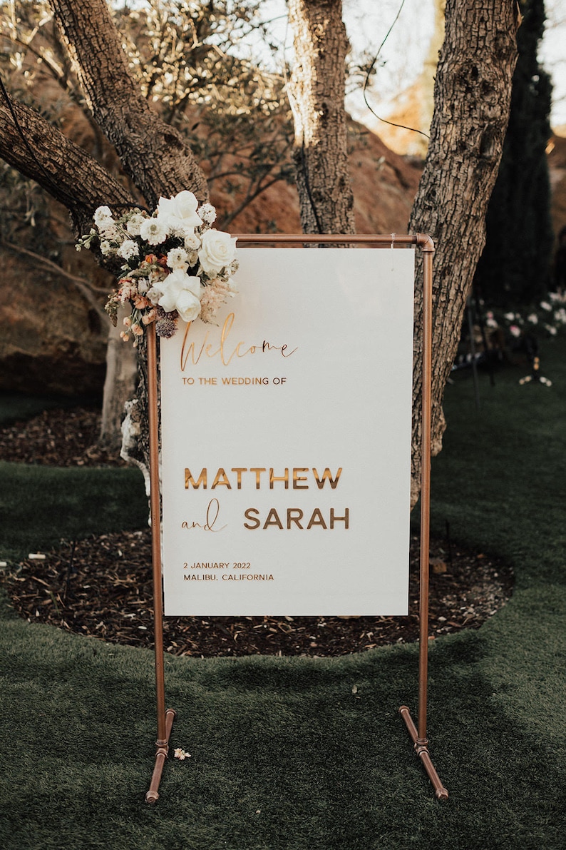 Acrylic Wedding Welcome Sign Wedding Sign Welcome To Our Wedding Sign 36 x 24 Modern Elegant Engagement Sign image 3