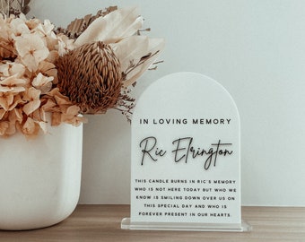 Modern Arch Acrylic Personalizable In Loving Memory Sign - Memorial Keepsake