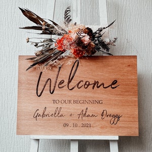 Rustic Wedding Welcome Sign - Laser Etched Timber - FSC Certified