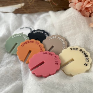 Personalized Wavy Acrylic Drink Tags Custom Wedding & Event Quote Tags in a trendy scalloped shape Personalized Bar Stemless Mixer image 2