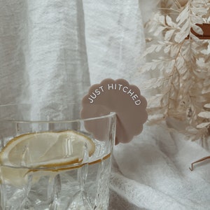 Personalized Wavy Acrylic Drink Tags Custom Wedding & Event Quote Tags in a trendy scalloped shape Personalized Bar Stemless Mixer image 4