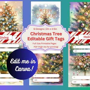 Étiquettes modifiables pour cadeaux pour sapin de Noël : modèle imprimable 2 x 3,5 po. (PDF)
