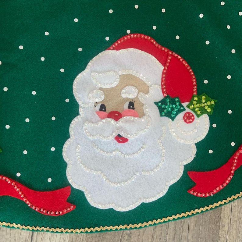 Christmas Tree Skirt / Table Cover HANDMADE BUCILLA 83212 Jolly Faces