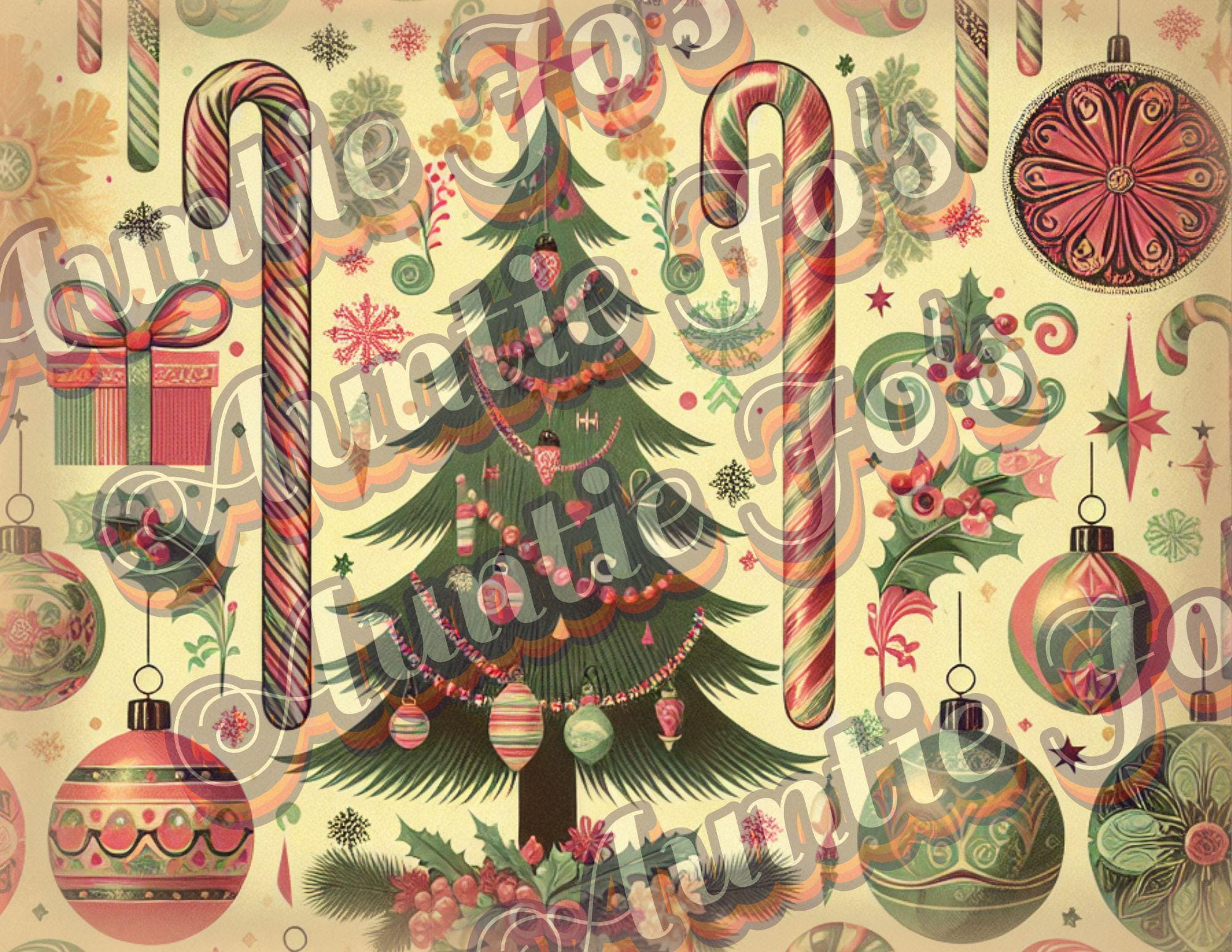 ヴィンテージクリスマスラッピングペーパー：ジャンクジャーナルキット