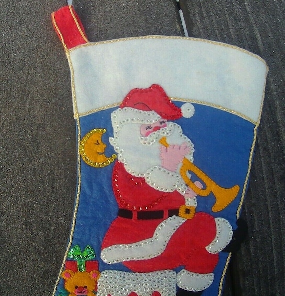 70s Santa on a Rooftop Needlepoint Christmas Stocking Kit, Christmas Home  Decor Vintage Stitch Kit 