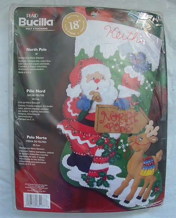Bucilla Felt Stocking Applique Kit 18 Long Surprise Santa