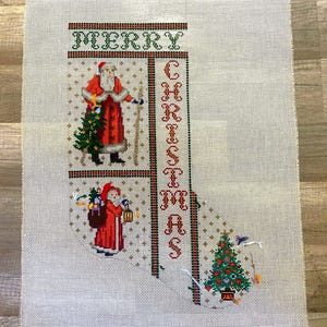 Handpainted Needlepoint Christmas Stocking Canvas | Meredith Collection | Old World Santa Stocking *PRE-STARTED*