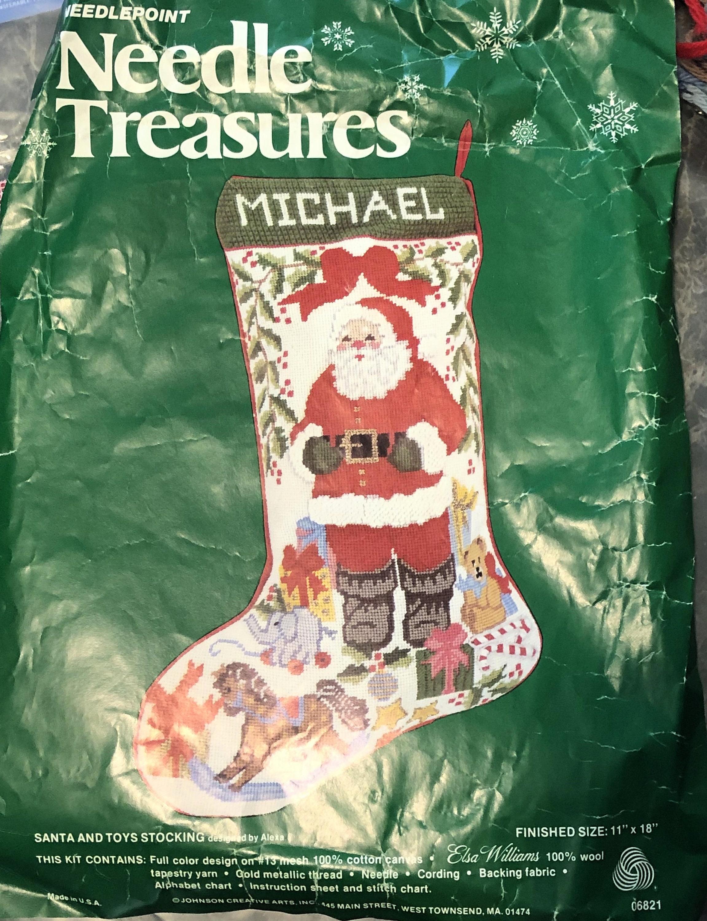 Needle Treasures SWINGING TEDDIES Needlepoint Christmas Stocking Kit RARE  #06893