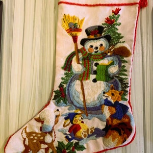 Vtg. Dimensions Christmas Sunset 18121 jolly Snowman Stocking Stocking Kits  