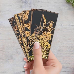 Handmade Rose Gold Foil Bookmark: Bee, Butterfly, Bird