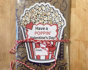 Pegatinas personalizadas de palomitas de maíz para San Valentín: Regalos para niños (juego de 6)