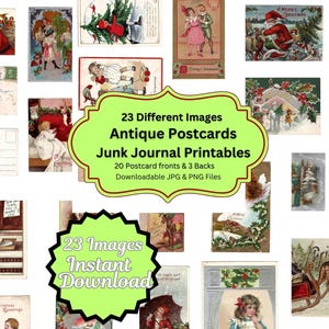 Weihnachten Printables | Antike druckbare Weihnachtspostkarten | Digitale Weihnachten Printables | Vintage Junk Journal Instant Printables |