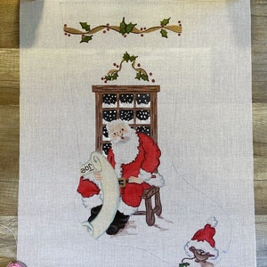 Vintage Santa Needlepoint Christmas Stocking Canvas (23.5&quot; x 18&quot;)