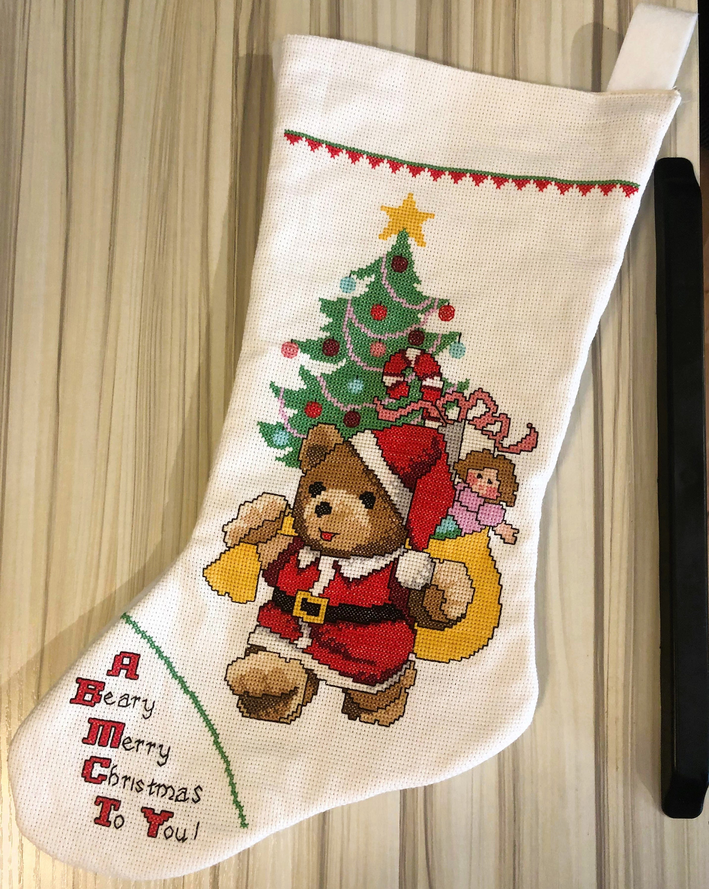 We Three Kings Completed Cross Stitch Christmas Stocking