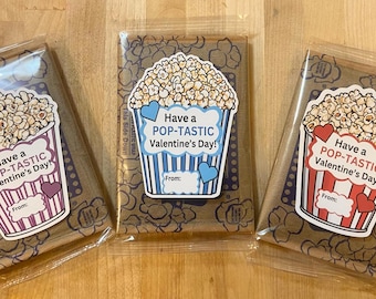 Pegatinas de palomitas de maíz para San Valentín para niños: etiquetas personalizadas, juego de 6 o más