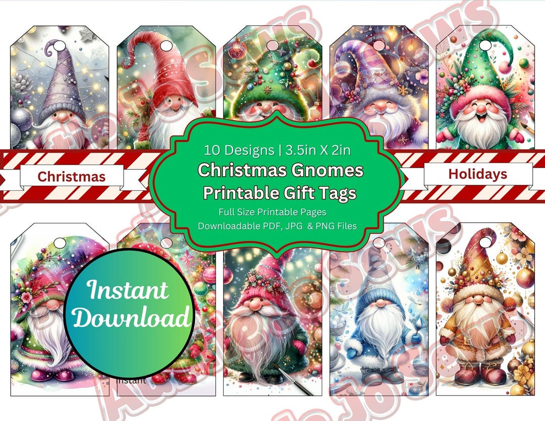 Printable Gift Tags | Gnome Christmas Gift Tags | Holiday Gift Tags ...