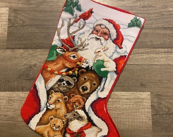 Christmas Stocking: Dimensions Counted Cross Stitch Handmade Needlepoint Santa, Animals
