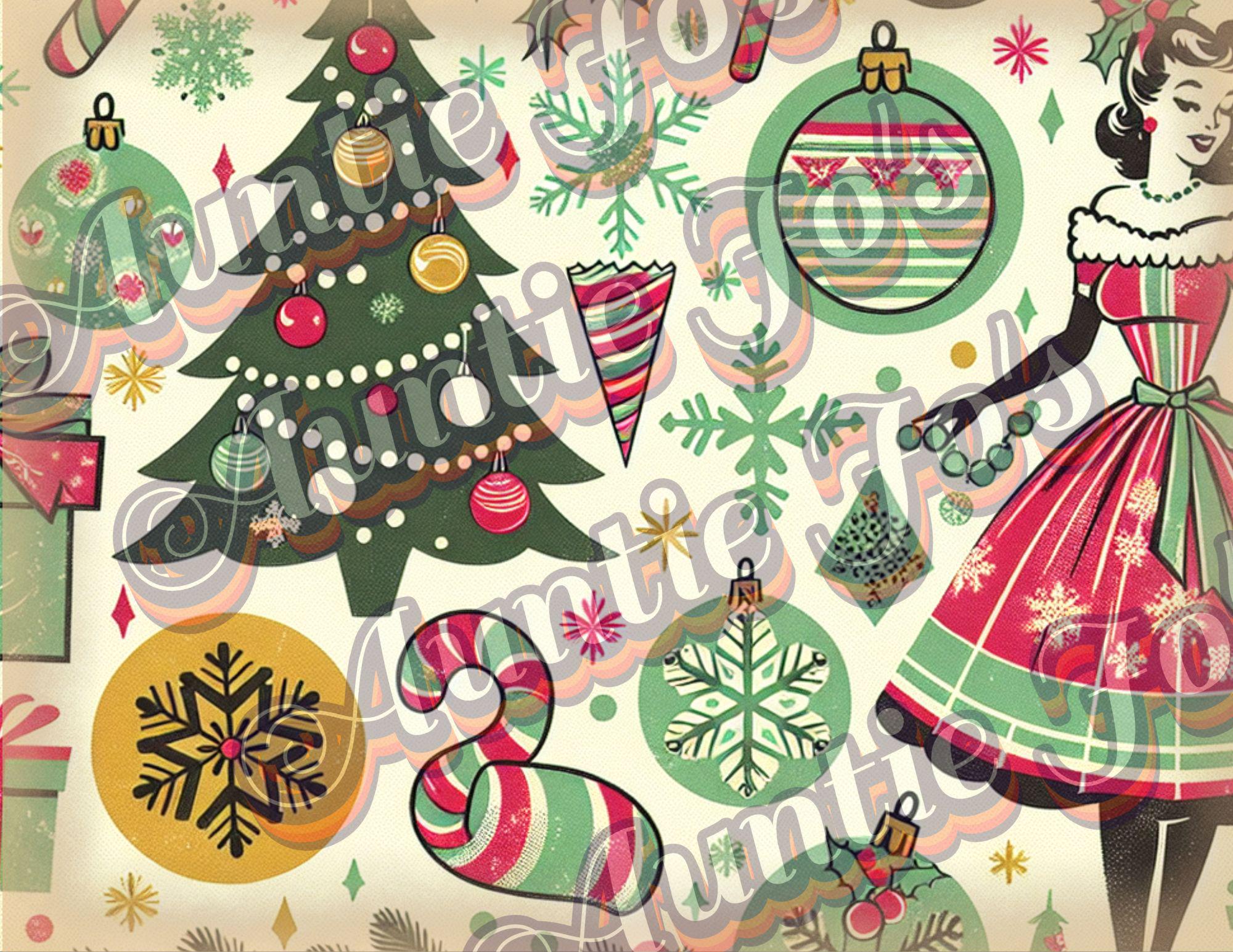 ヴィンテージクリスマスラッピングペーパー：ジャンクジャーナルキット