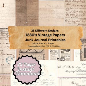 Efímeras vintage imprimibles / Cartas antiguas / Papeles antiguos / Escritura cursiva antigua / Descarga digital / Papeles de diario basura /