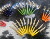 1970s Colorful Vintage Silverware Set